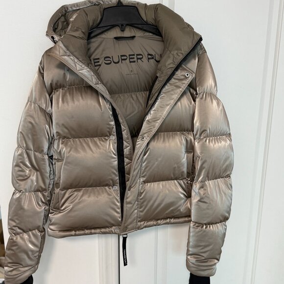 Aritzia The Super Puff Liquid Shine Puffer Jacket S Taupe | $325 Retail - Picture 8 of 10